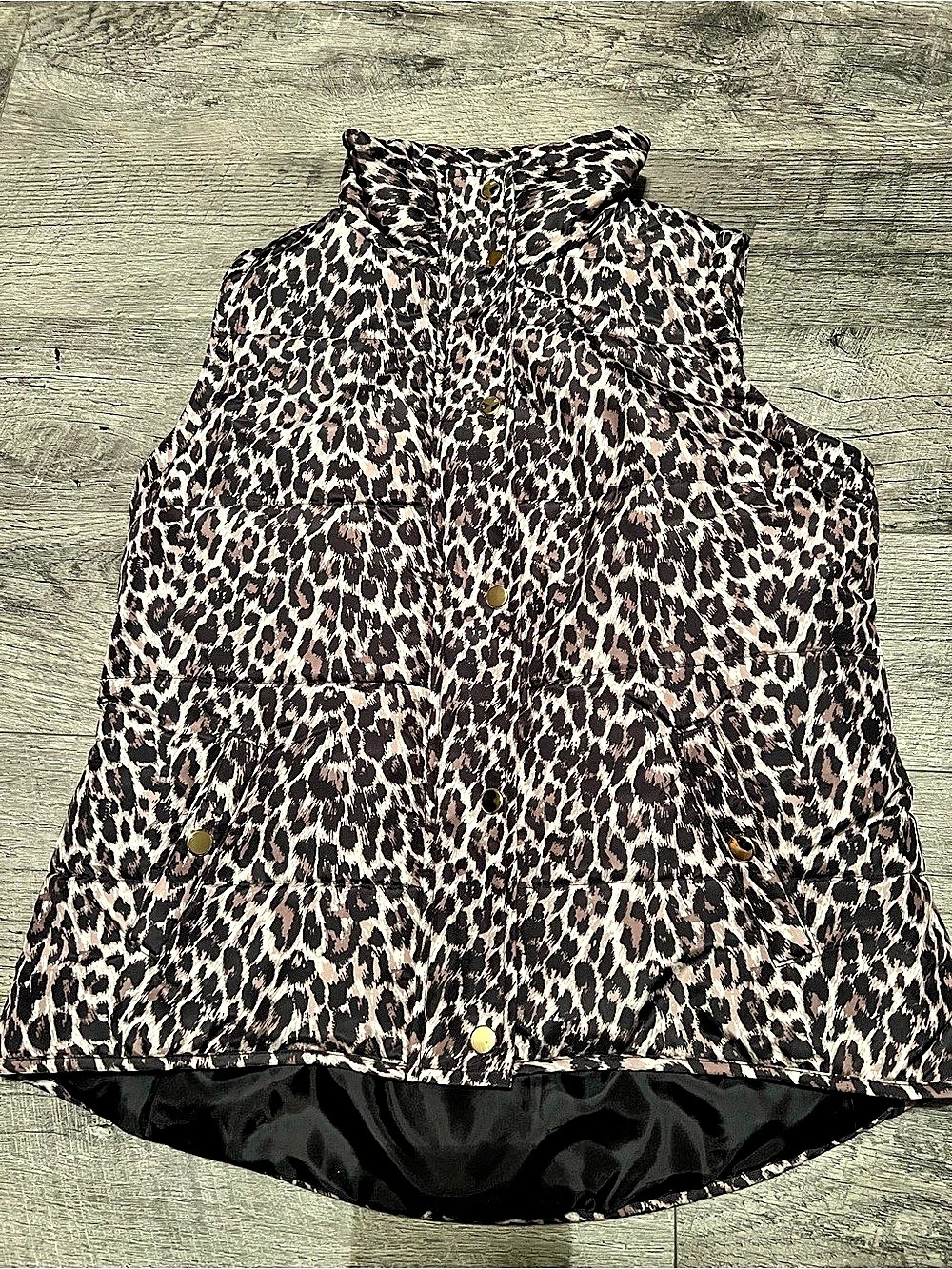 Style & Co. Sport Puffer Vest. Leopard Print Puffer Vest Size PL Like New